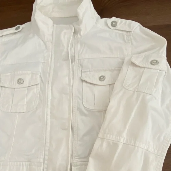 Kensie White Zip Up Utility Jacket Women’s Size Small - Picture 12 of 15